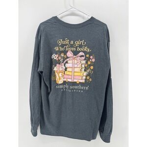 Simply Southern Long Sleeve T Shirt "Girl Who Loves Books" Sz L